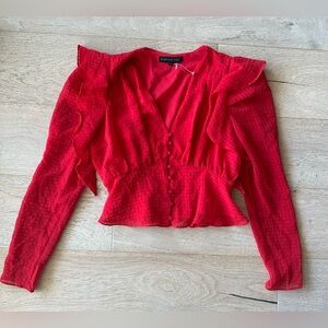 Endless Rose red ruffle-sleeve top